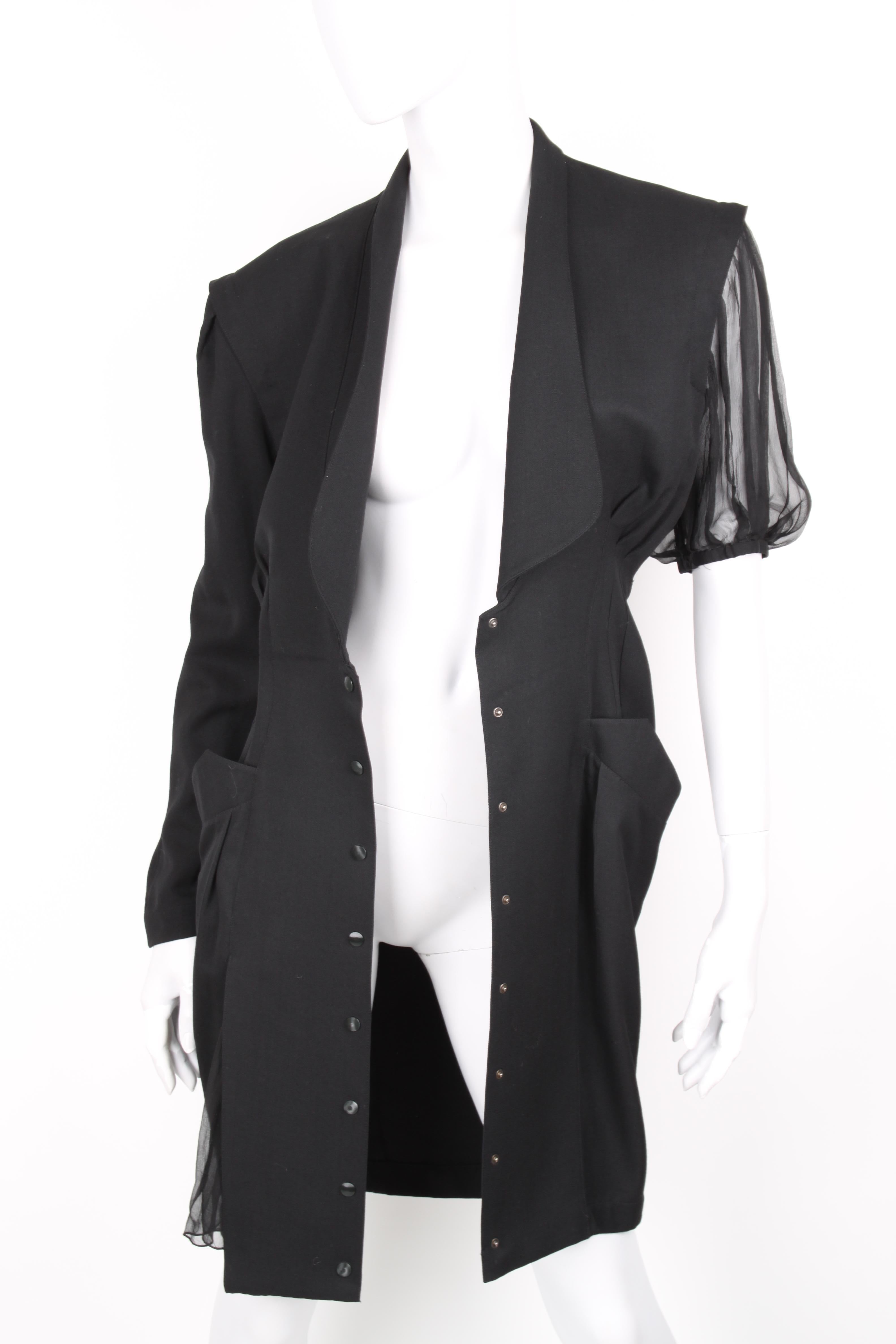 Thierry Mugler Black Knee Length Detachable Sleeves Dress For Sale 4