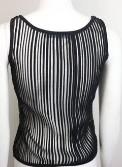 Thierry Mugler Black Knitted Sheer Mesh Tank Top