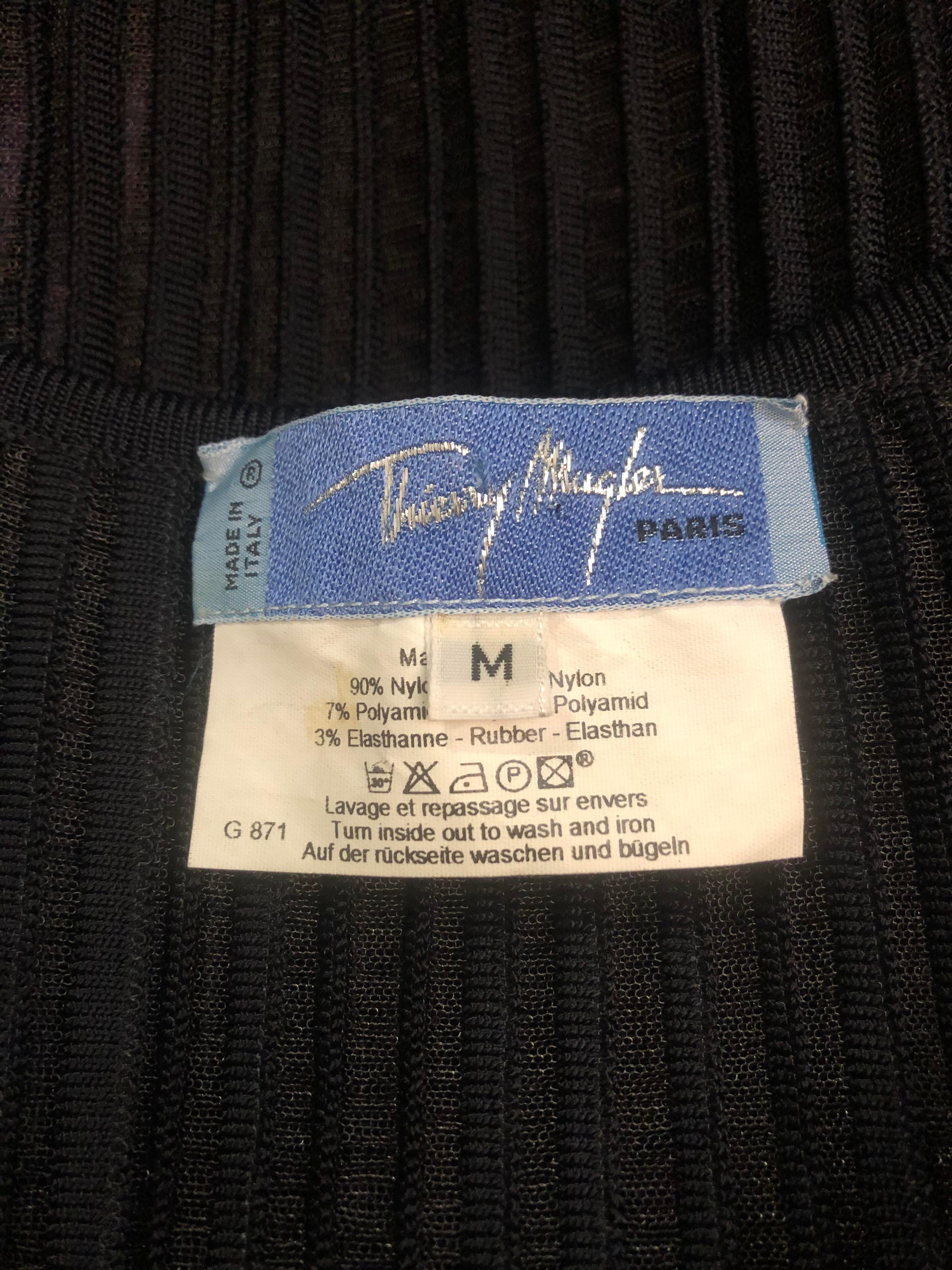 Women's Thierry Mugler Black Knitted Sheer Mesh Tank Top For Sale