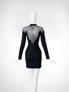 Thierry Mugler Black Lace Dress 1992 Dramatic Sculptural Sexy