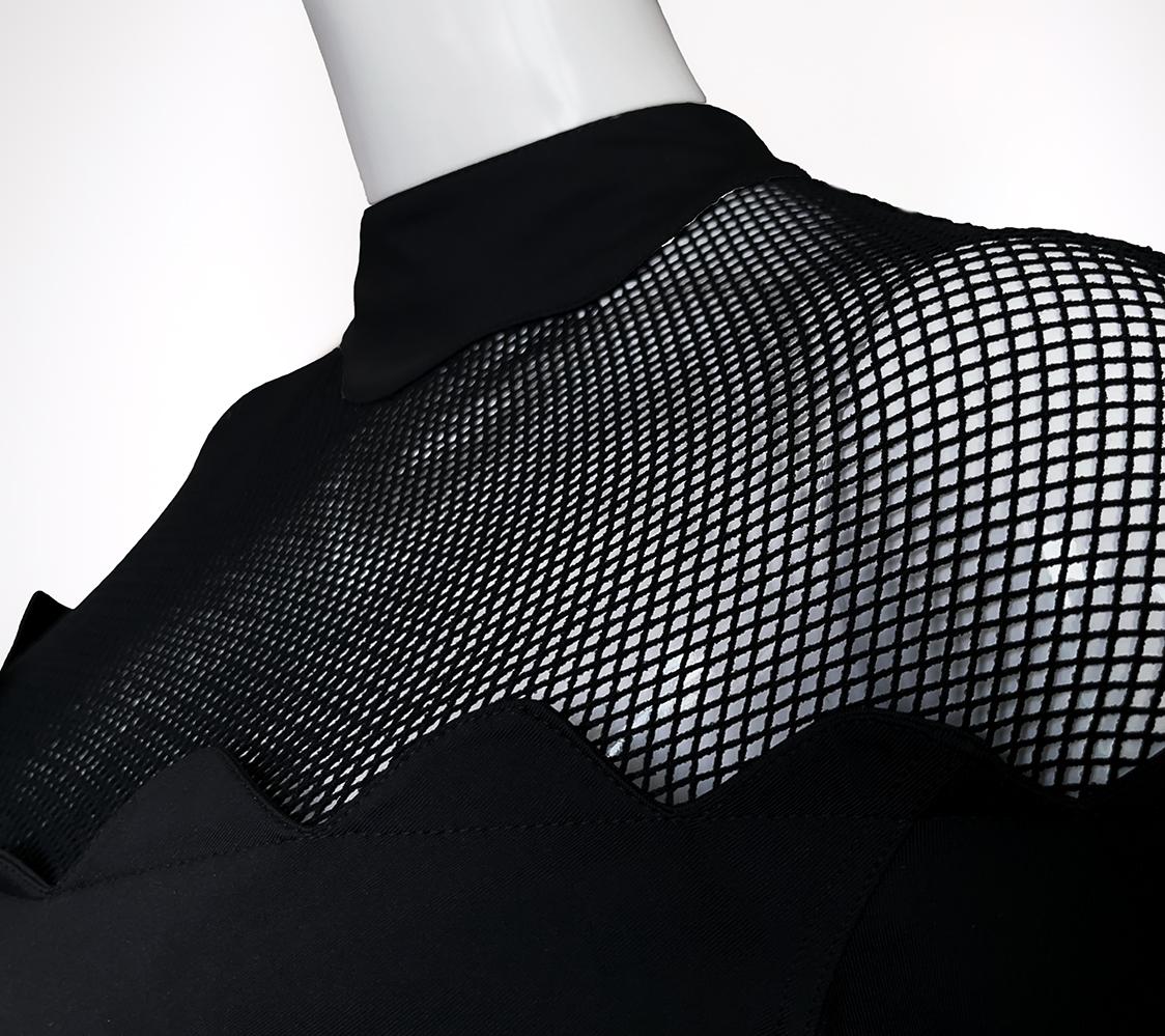 Women's Thierry Mugler Black Lace Dress 1992 Dramatic Sculptural Sexy For Sale