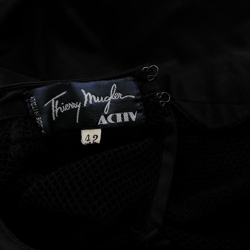 Thierry Mugler Black Lace Dress 1992 Dramatic Sculptural Sexy For Sale 2