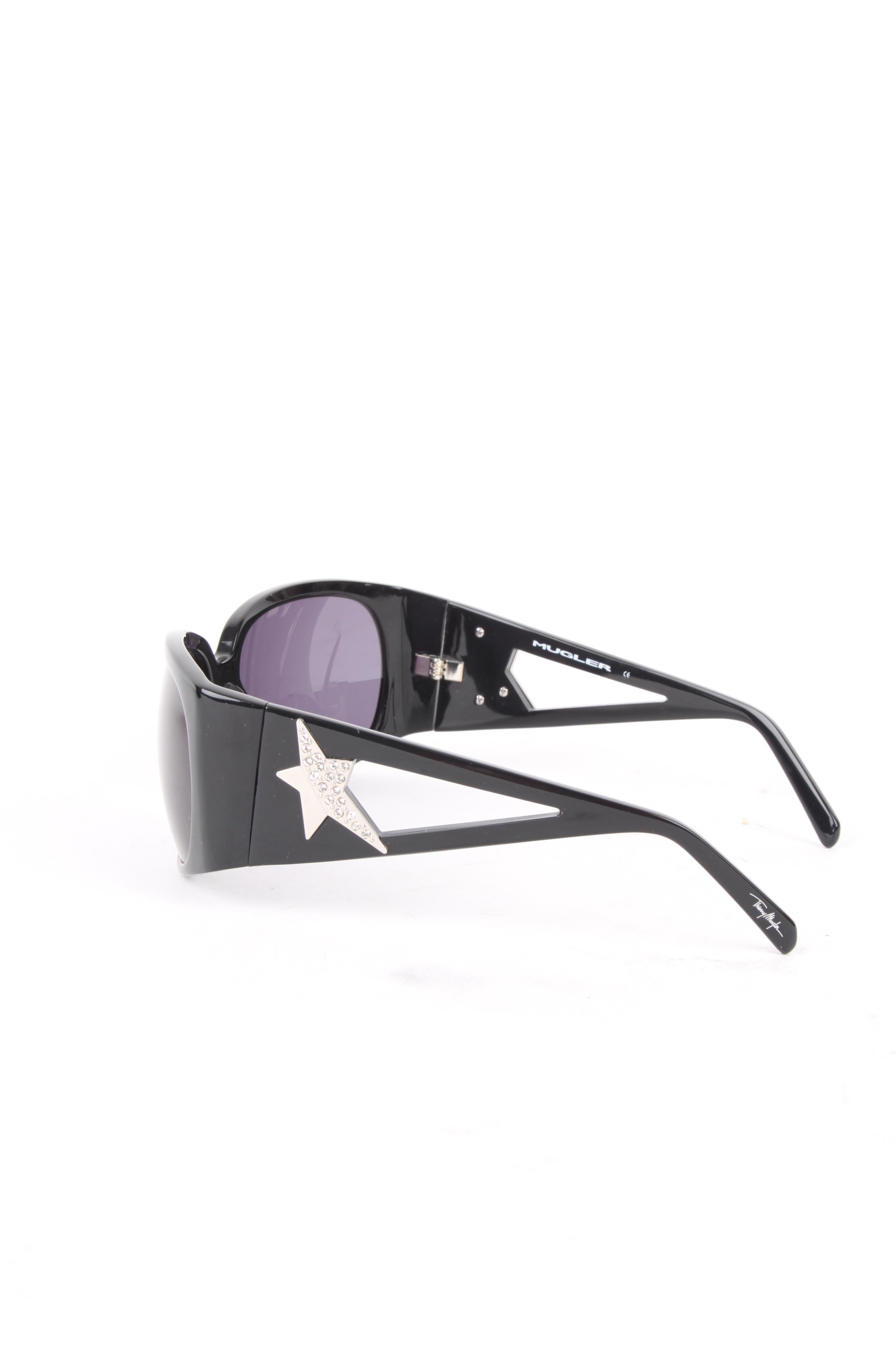 Thierry Mugler Black Lucite Star Swarovski Rhinestone Embellished Sunglasses For Sale 1