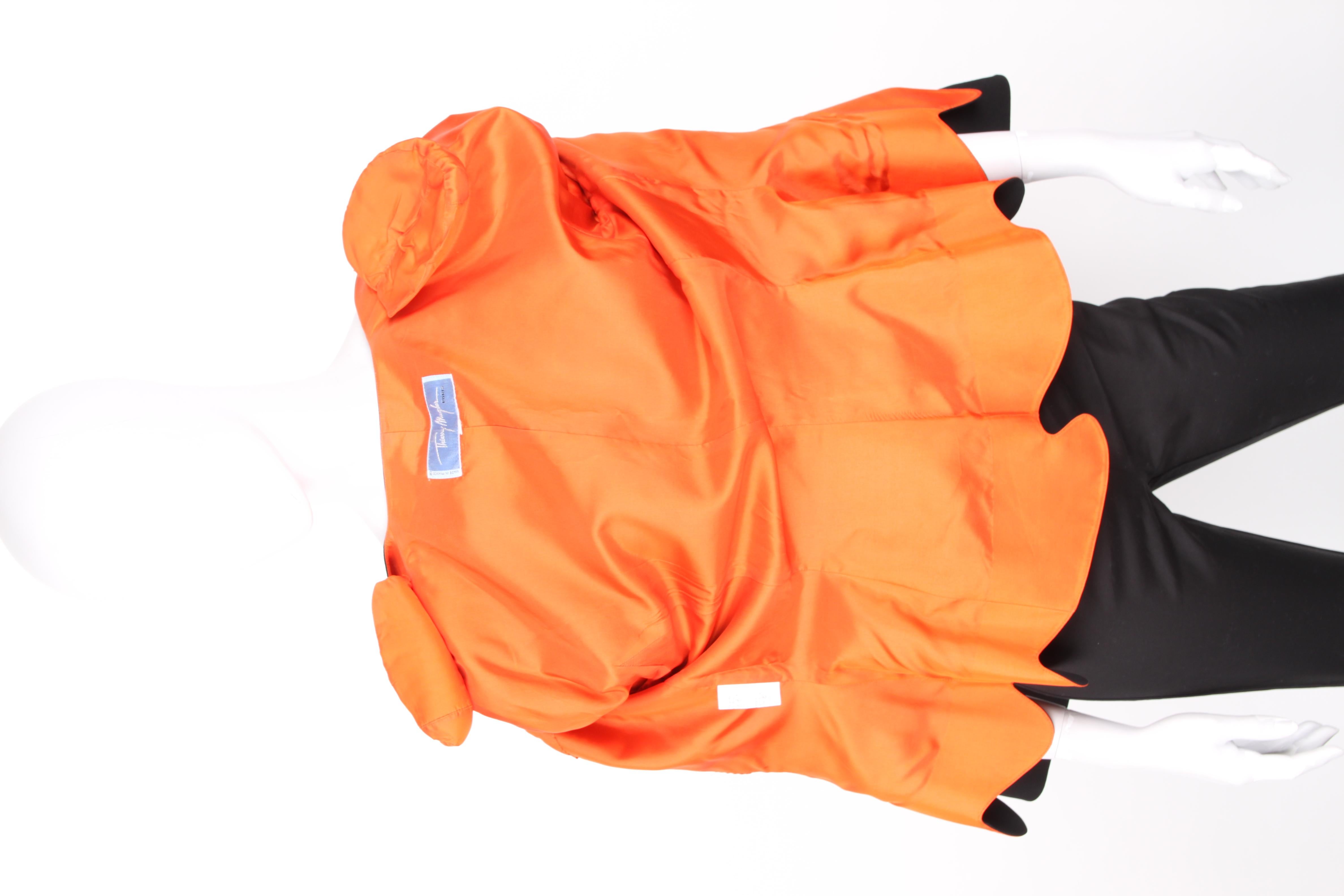Thierry Mugler Black Orange Asymmetrical Blazer Jacket Skirt Suit 2