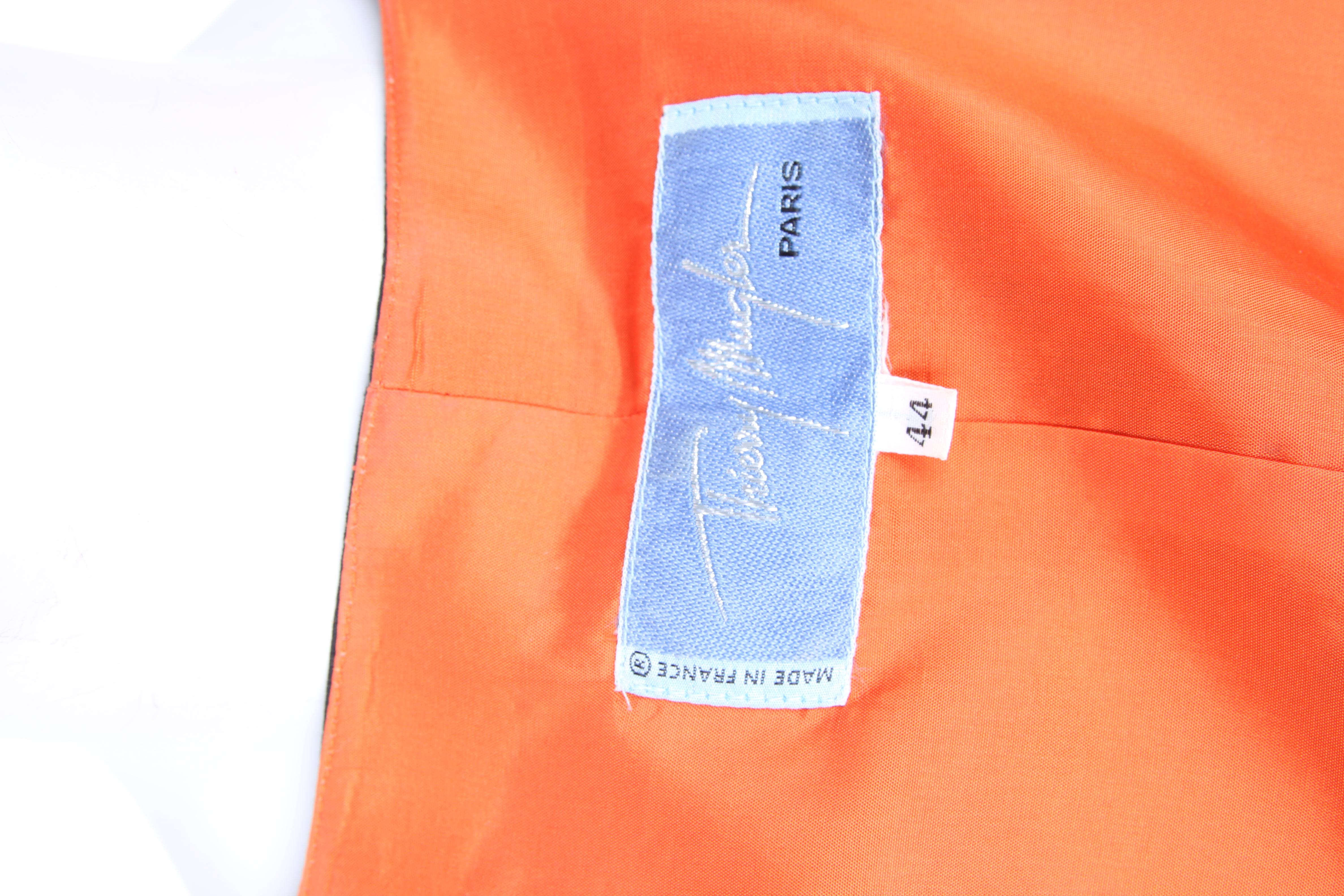 Thierry Mugler Black Orange Asymmetrical Blazer Jacket Skirt Suit 3