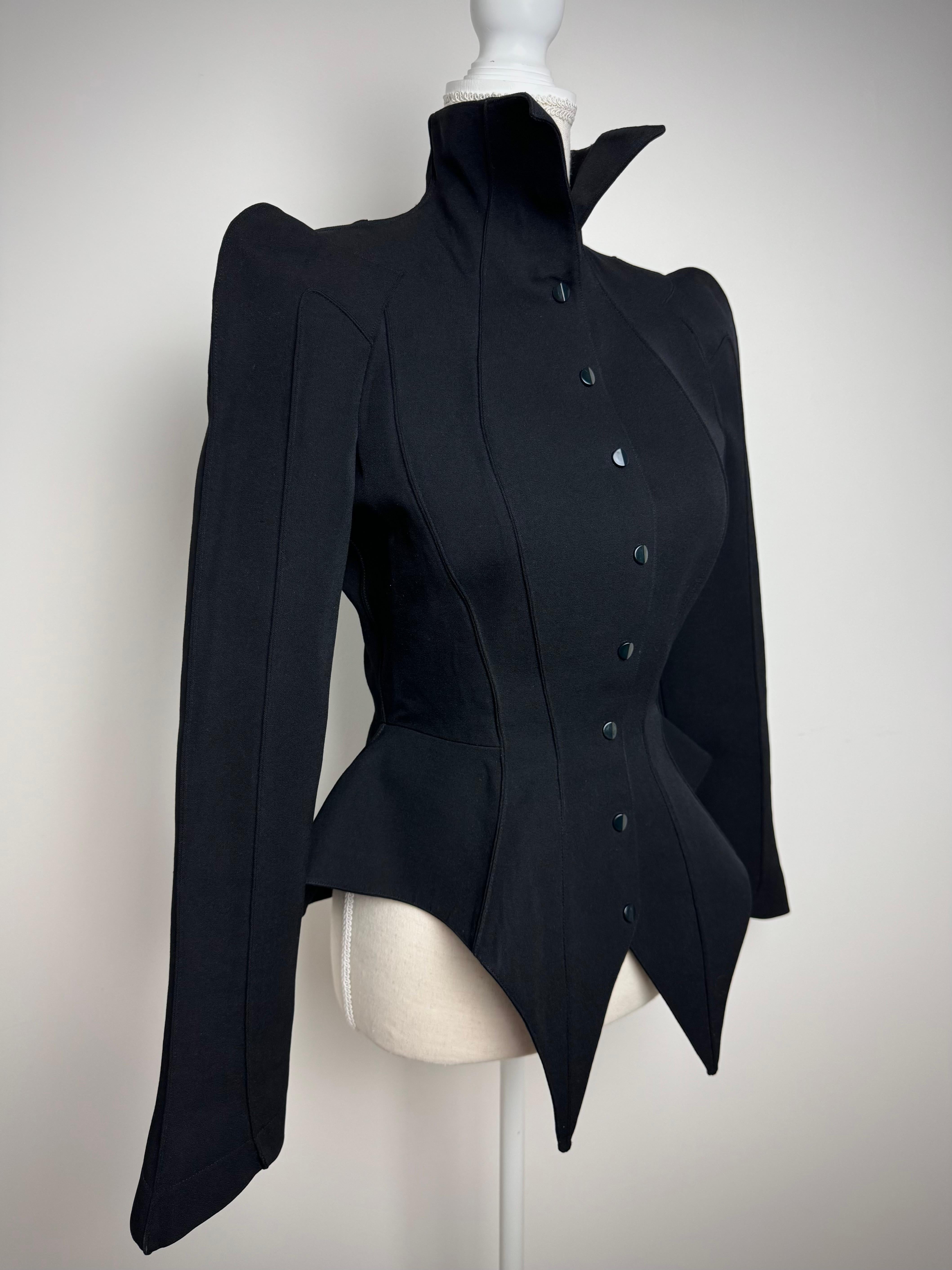 Nero Thierry Mugler Giacca Peplum Nera Les Infernales FW 1988 Tailleur Vampire in vendita