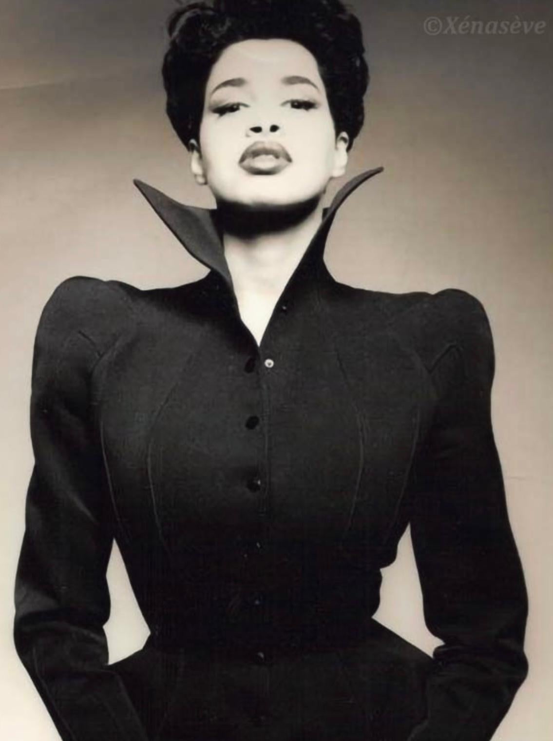 Thierry Mugler Giacca Peplum Nera Les Infernales FW 1988 Tailleur Vampire in vendita 2