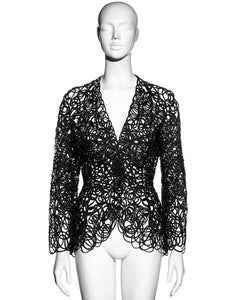 Thierry Mugler black raffia lace sculpted jacket, ss 1999