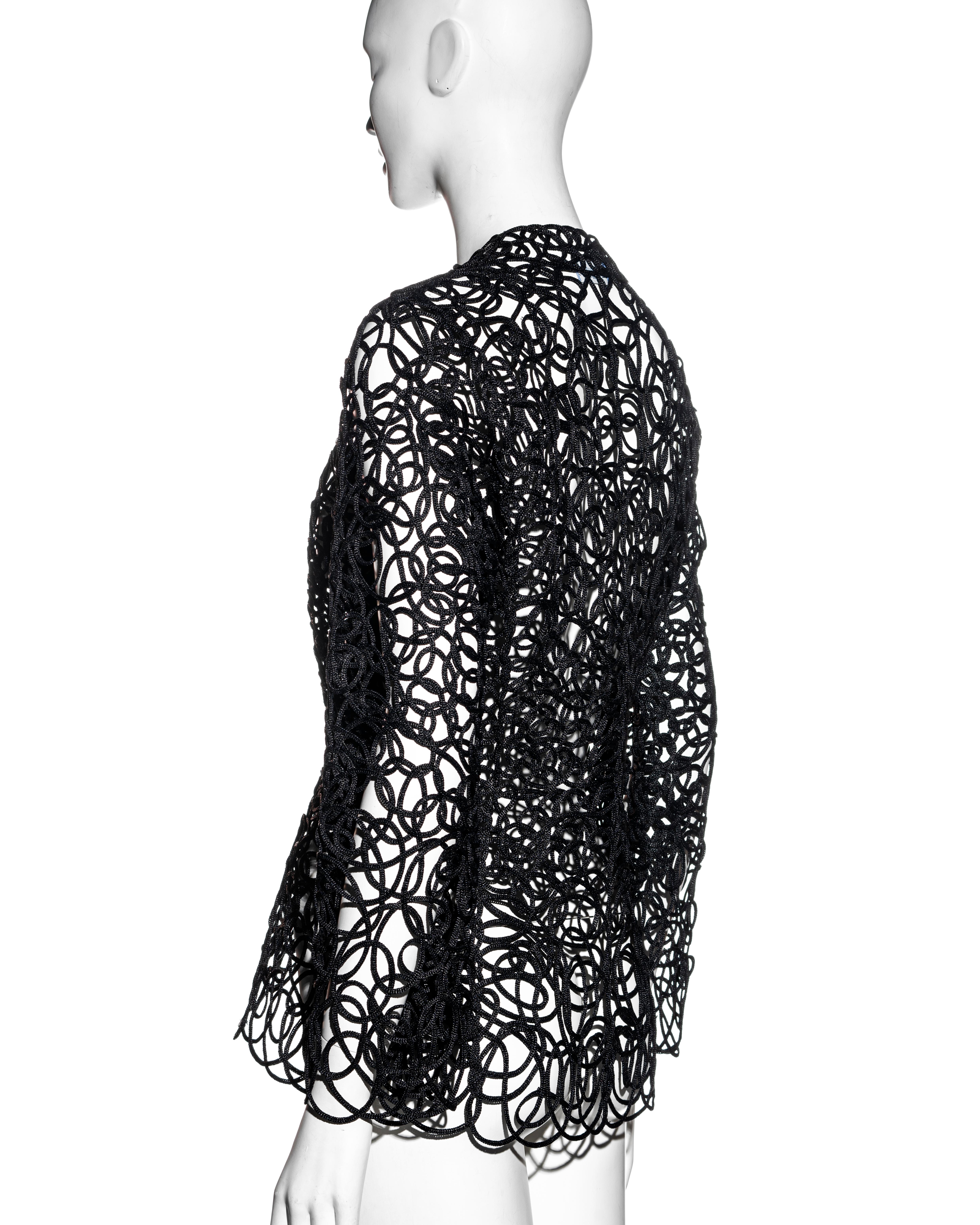 Thierry Mugler black raffia lace sculpted jacket, ss 1999 In Excellent Condition For Sale In London, GB
