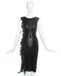Thierry Mugler black rayon knit flame dress, c. 1990