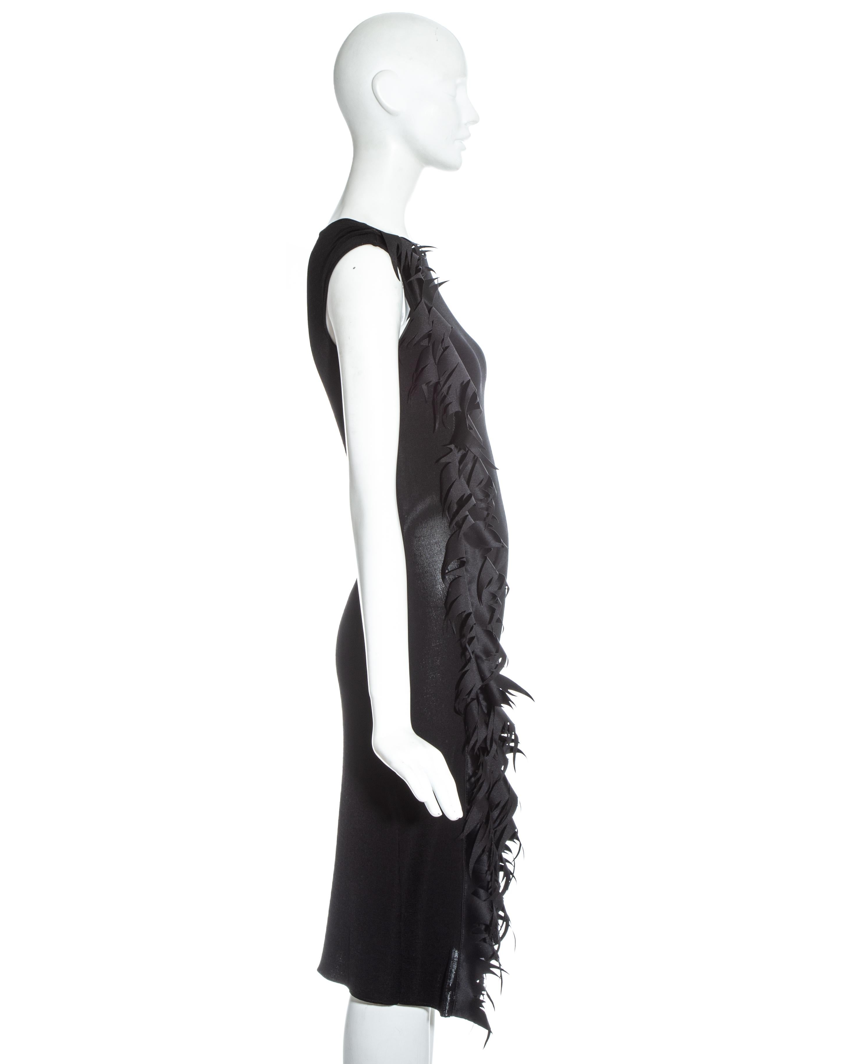 Black Thierry Mugler black rayon knit flame dress, c. 1990 For Sale