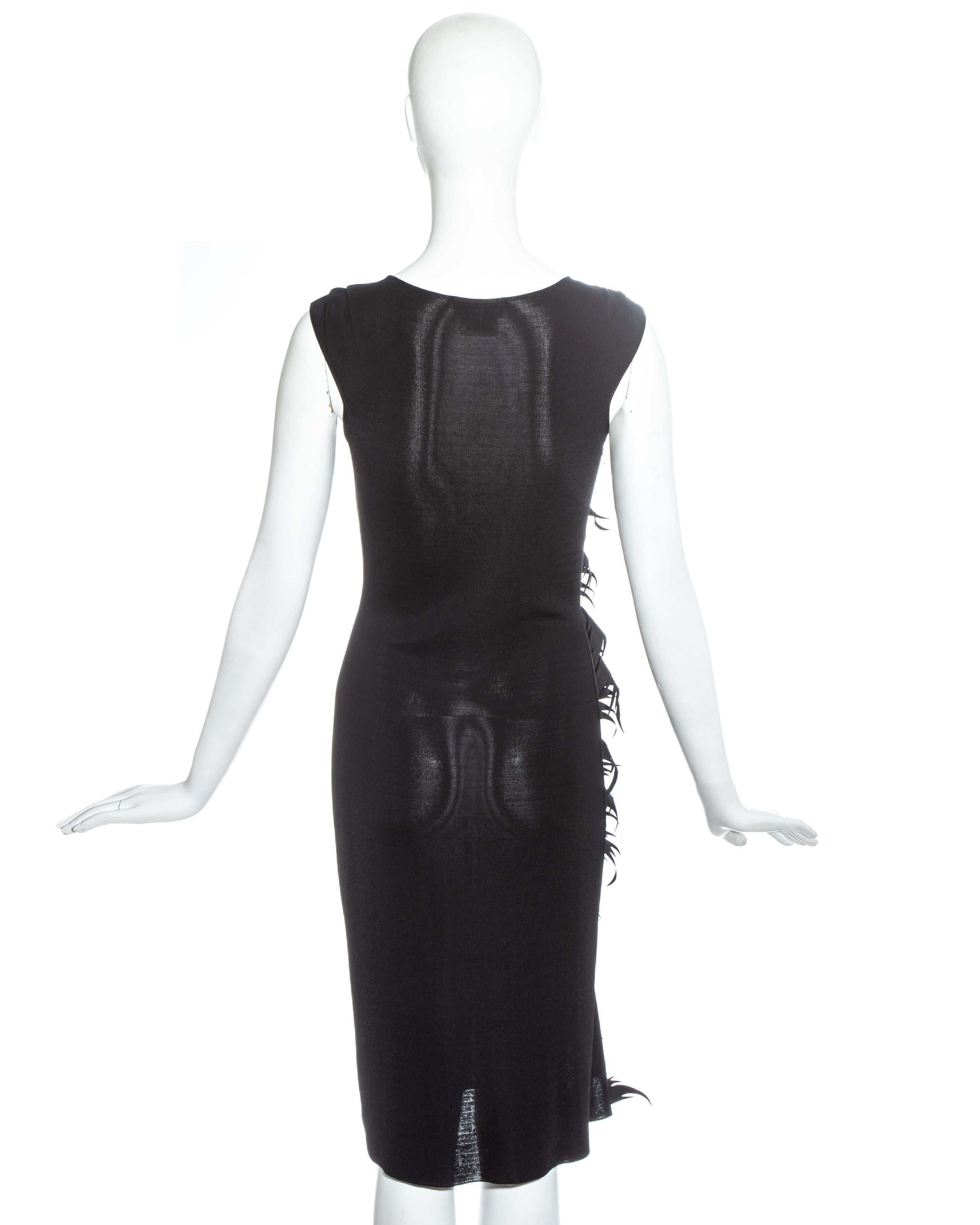 Thierry Mugler black rayon knit flame dress, c. 1990 In Excellent Condition For Sale In London, GB