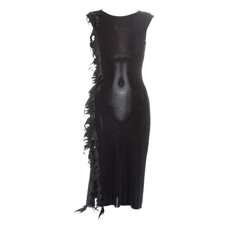 Thierry Mugler black rayon knit flame dress, c. 1990 at 1stDibs | mugler swirl dress, black dress with flames Thierry Mugler black rayon knit flame dress, c. 1990 at 1stDibs | mugler swirl dress, black dress with flames