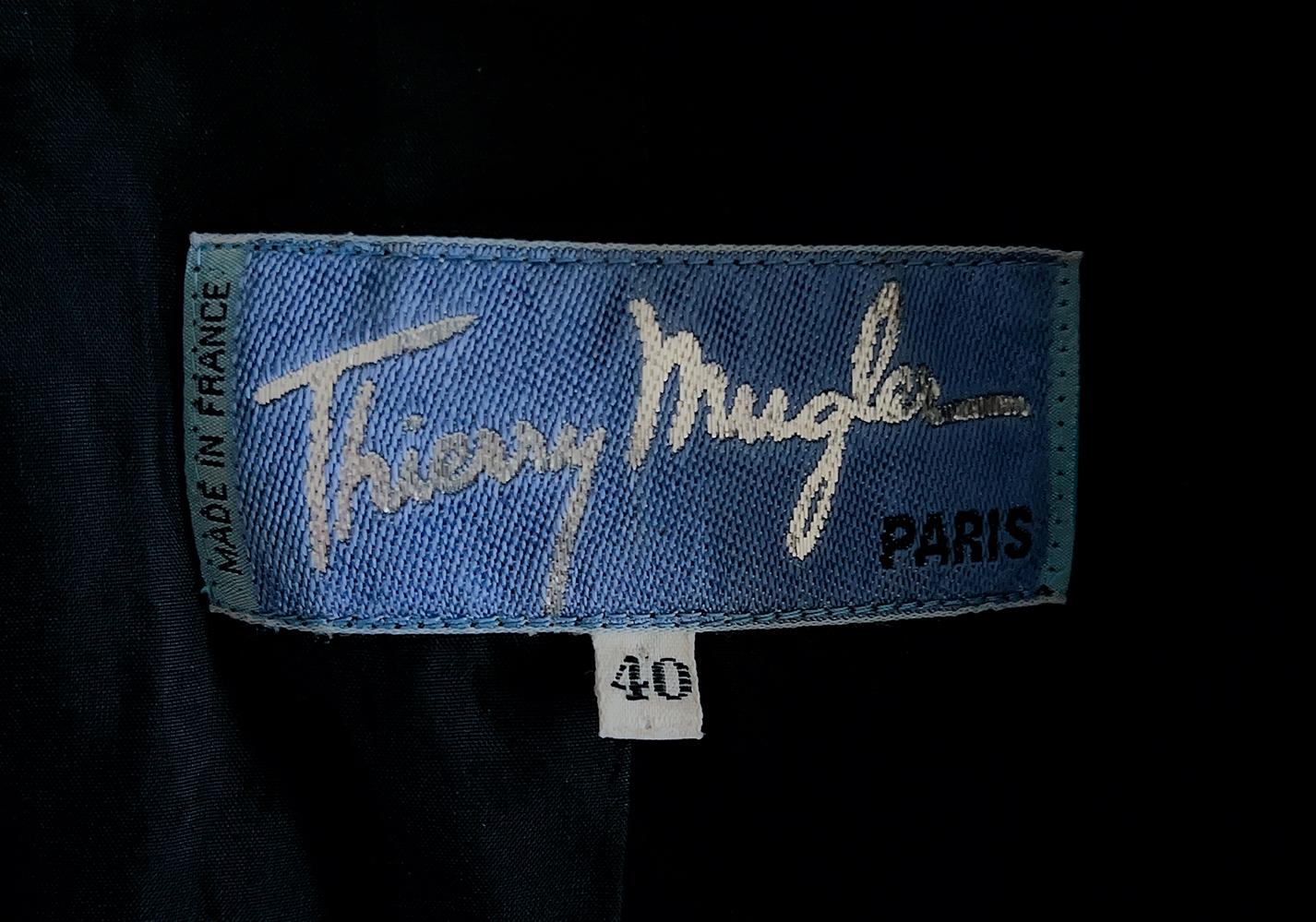 Thierry Mugler Black Sculptural Jacket Dramatic Collar Peplum For Sale 2