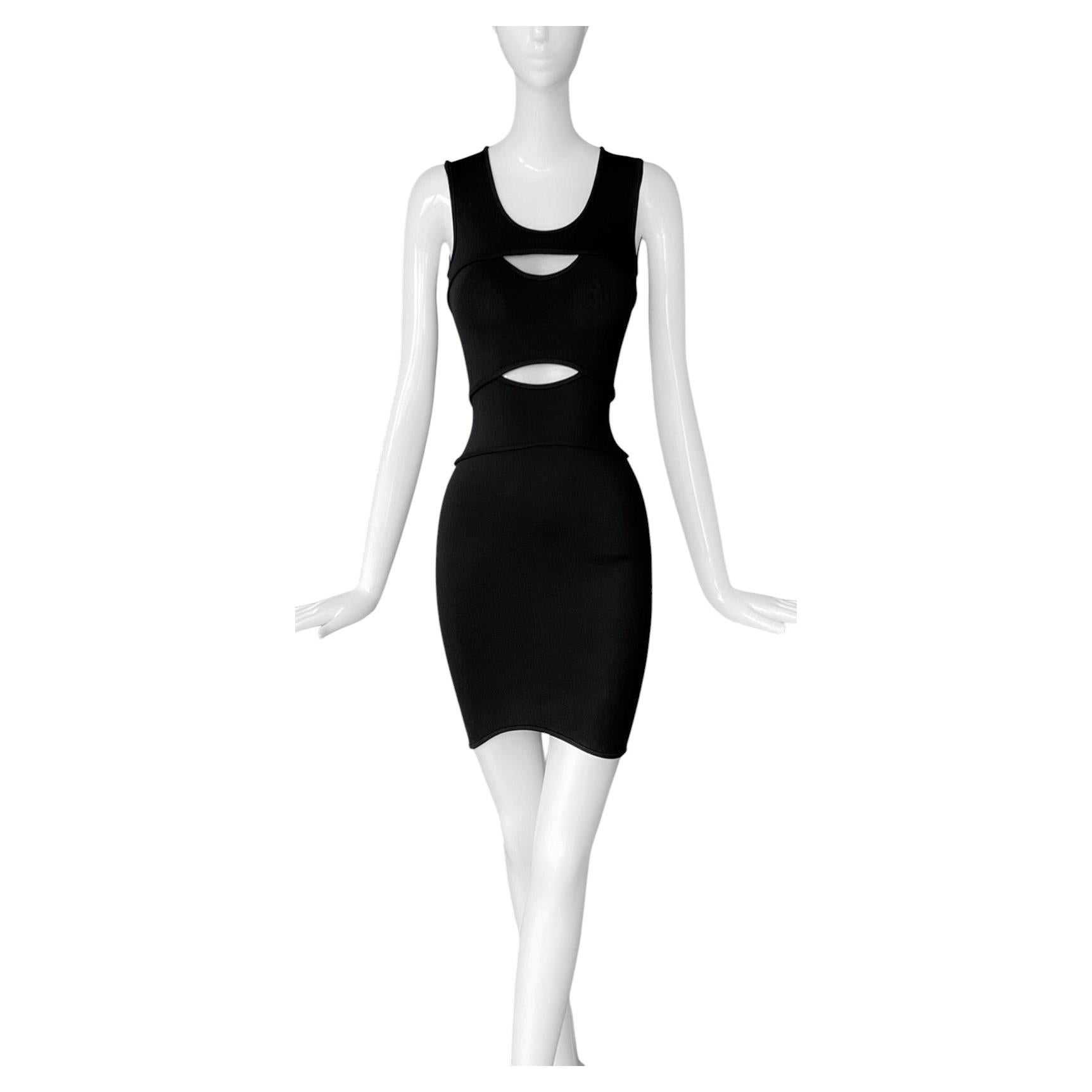 Thierry Mugler Black Sexy Bodycon Cutout Mini Dress Sculptural