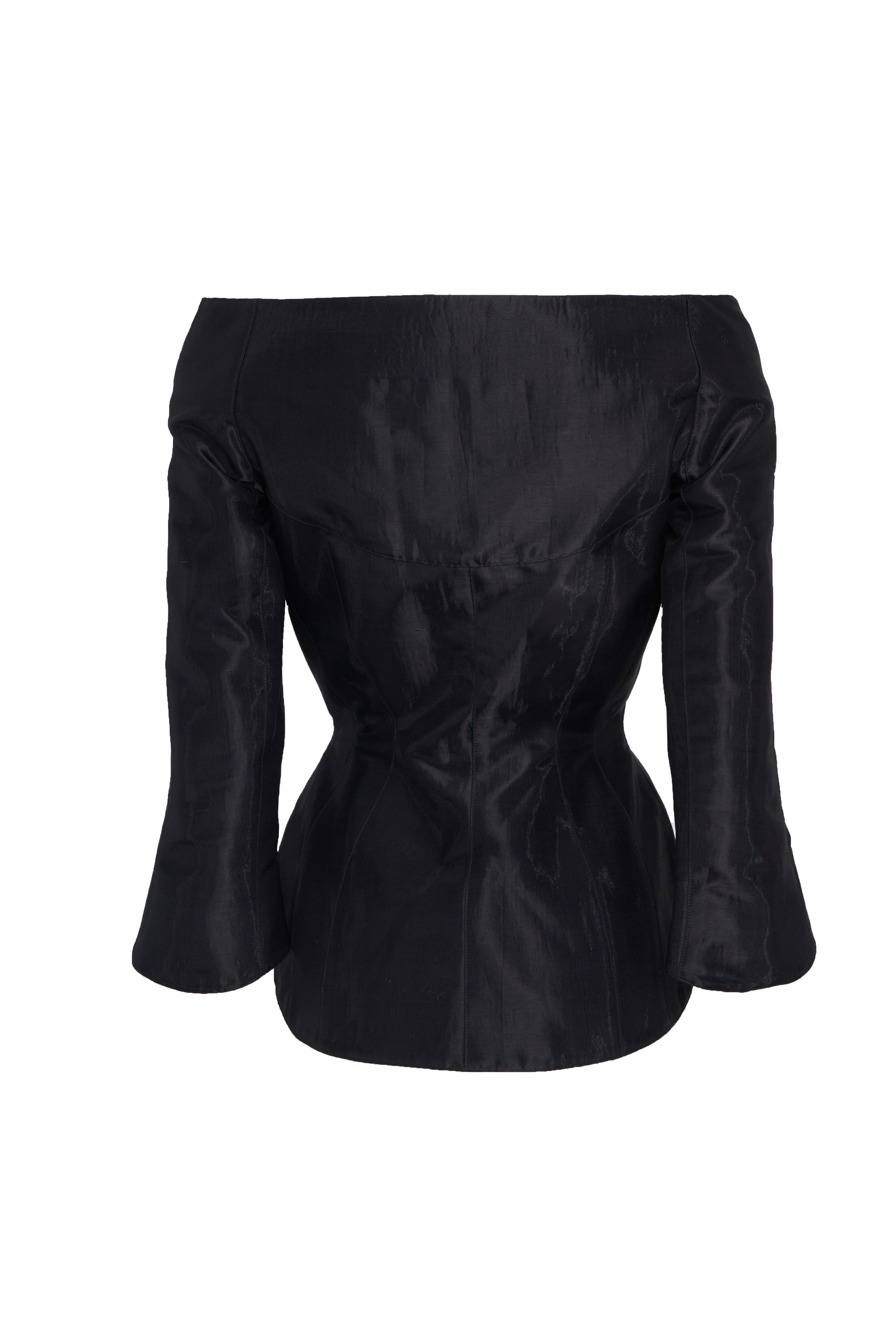 Giacca di seta nera di Thierry Mugler con bottoni in plexiglass, CIRCA 1995-1997 in vendita 1