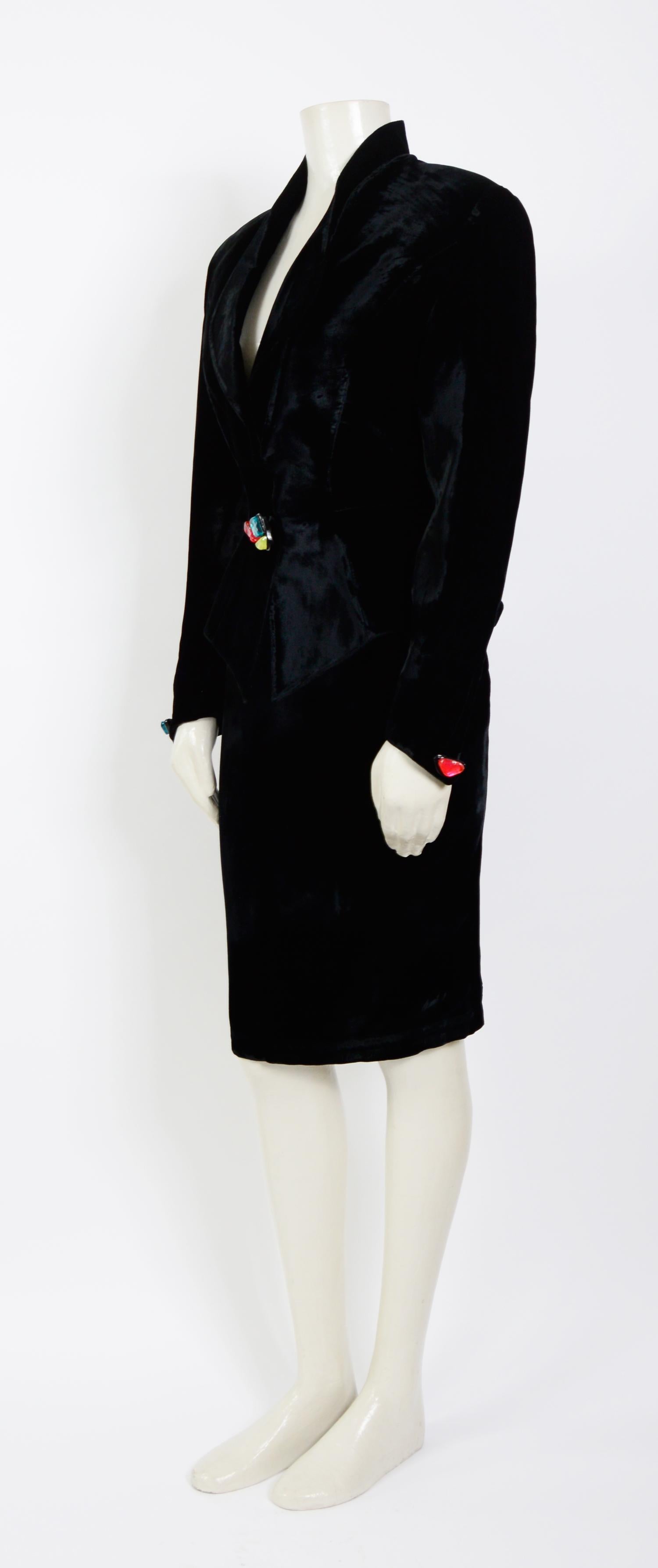 Women's Vintage 1980s Thierry Mugler black silk velvet suit