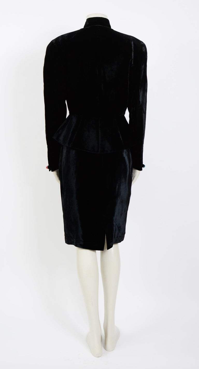 Vintage 1980s Thierry Mugler black silk velvet suit at 1stDibs