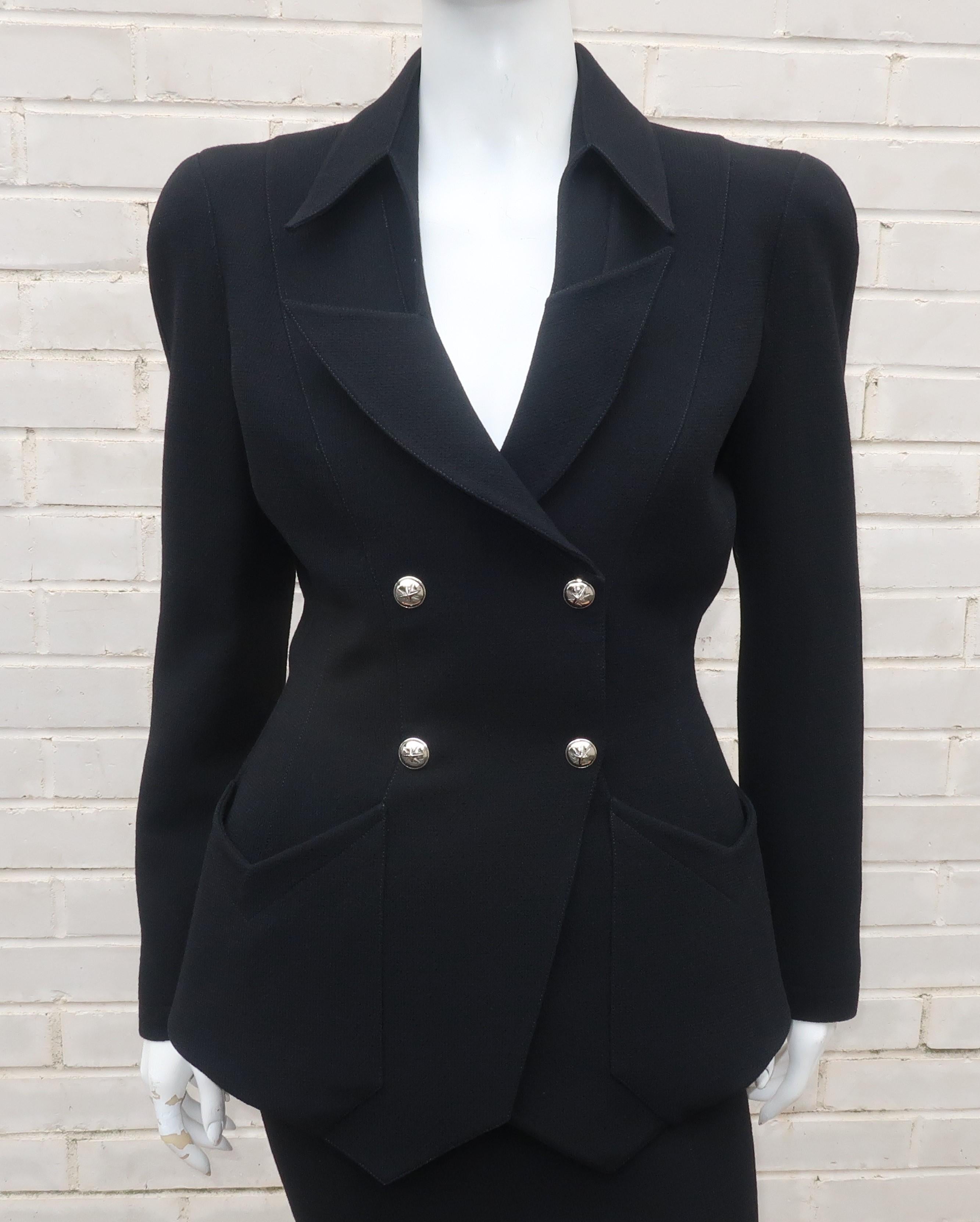 Thierry Mugler Black Skirt Suit With Star Buttons at 1stDibs | mugler ...