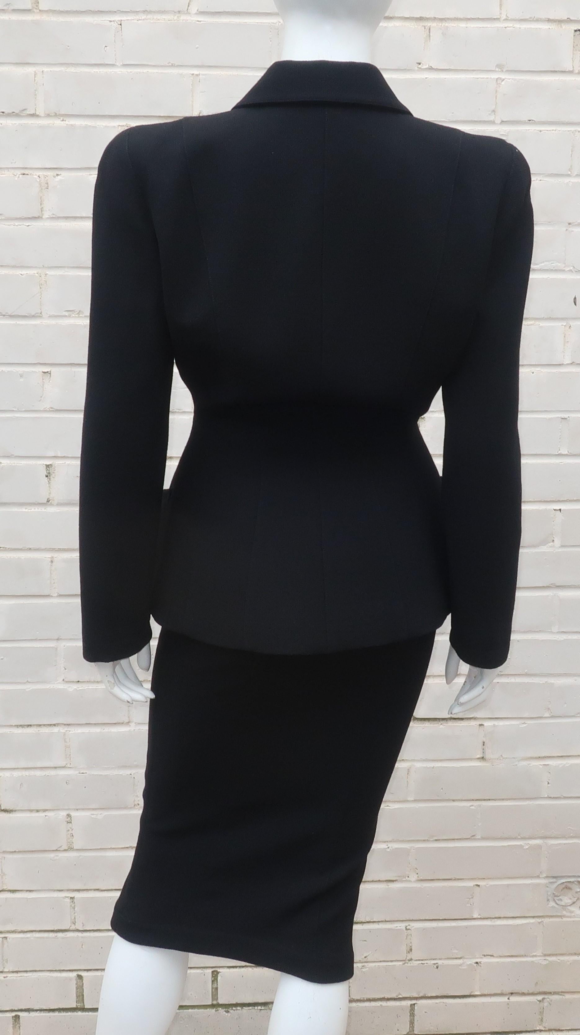 Thierry Mugler Black Skirt Suit With Star Buttons 2