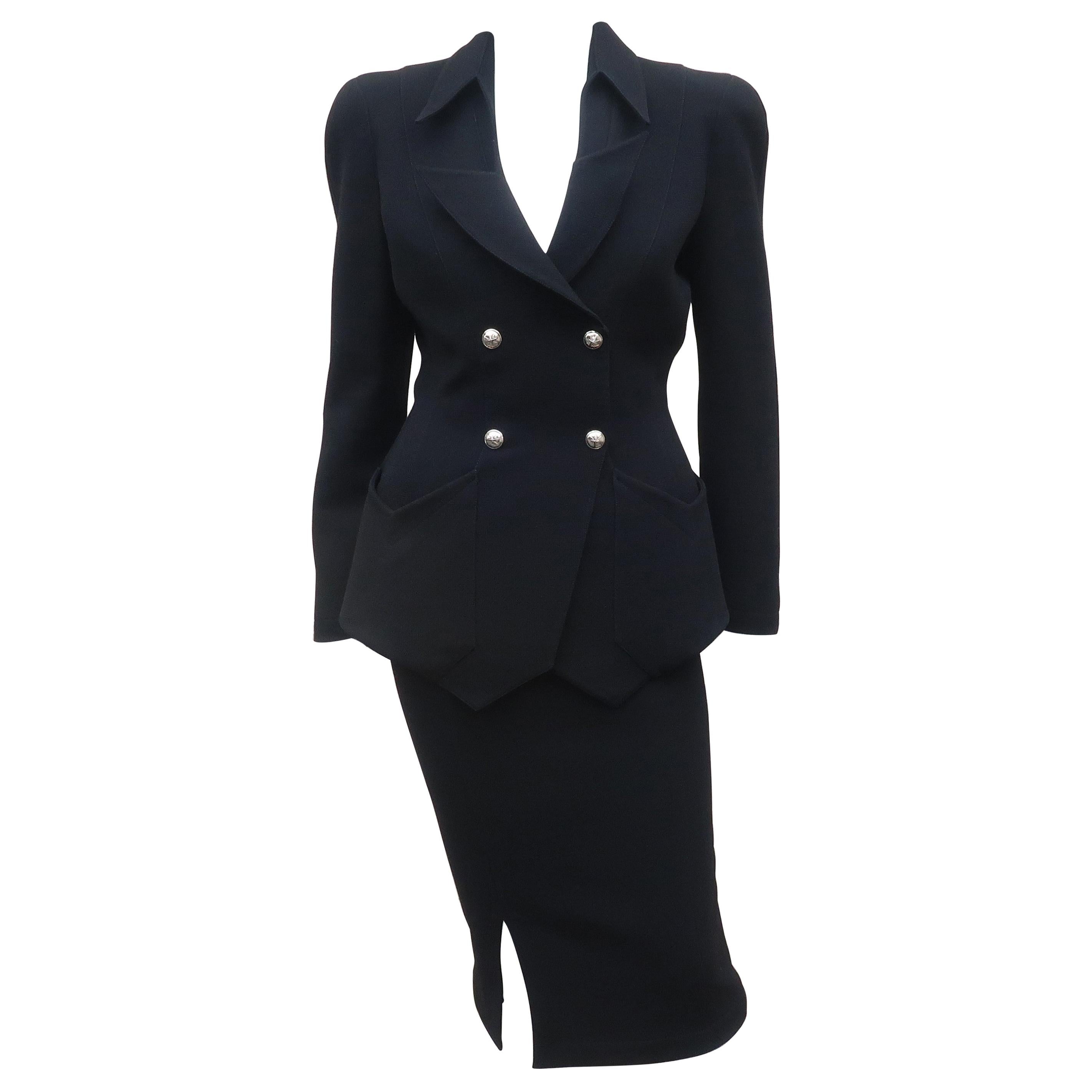 Sharp Thierry Mugler Wool Houndstooth Skirt Suit 1980s Vintage For Sale ...