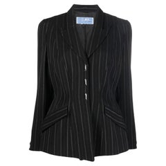 Thierry Mugler Schwarz gestreifter Anzug mit Jacke und Rock