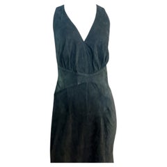Thierry Mugler Black Suede Open-Back Mermaid Halter Gown, circa 1983–85
