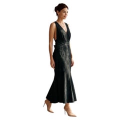 Thierry Mugler Black Suede Open-Back Mermaid Halter Gown, circa 1983–85