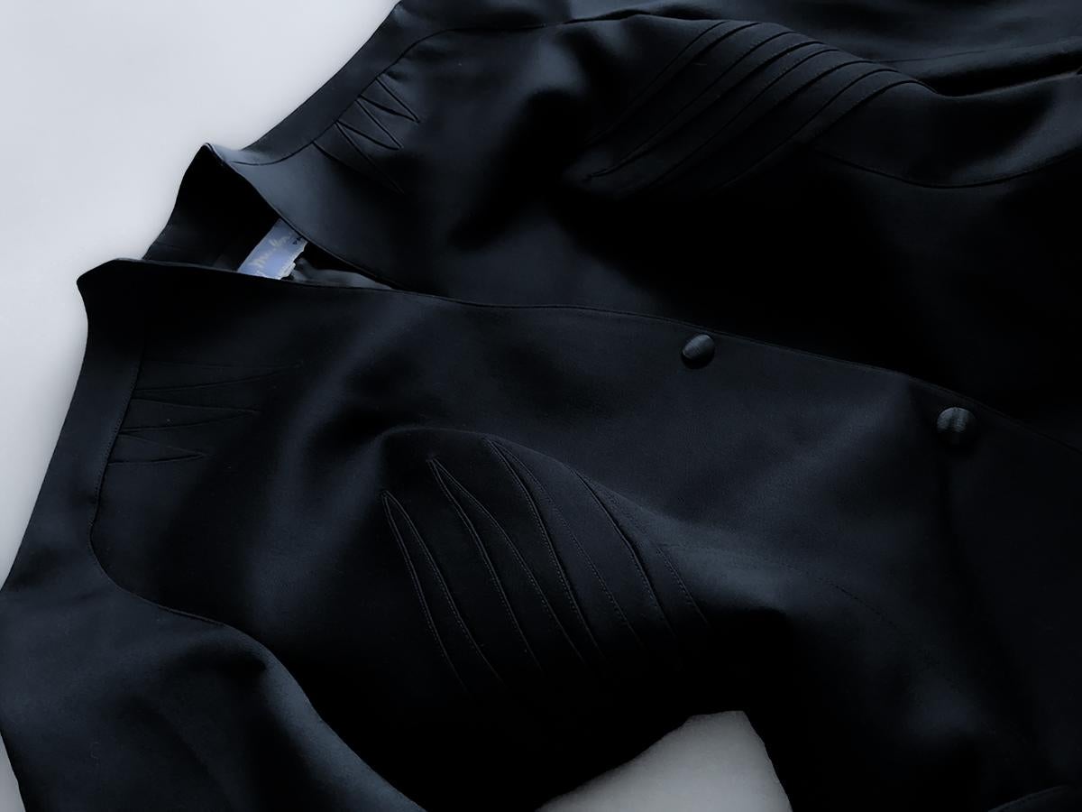 Thierry Mugler Black Suit Sculptural Jacket Skirtsuit For Sale 1