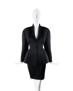 Thierry Mugler Traje Negro Chaqueta Escultural Traje Falda