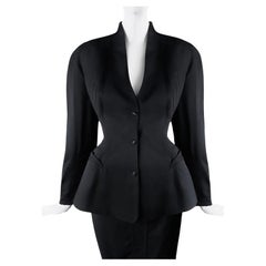Thierry Mugler Black Suit Sculptural Jacket Skirtsuit