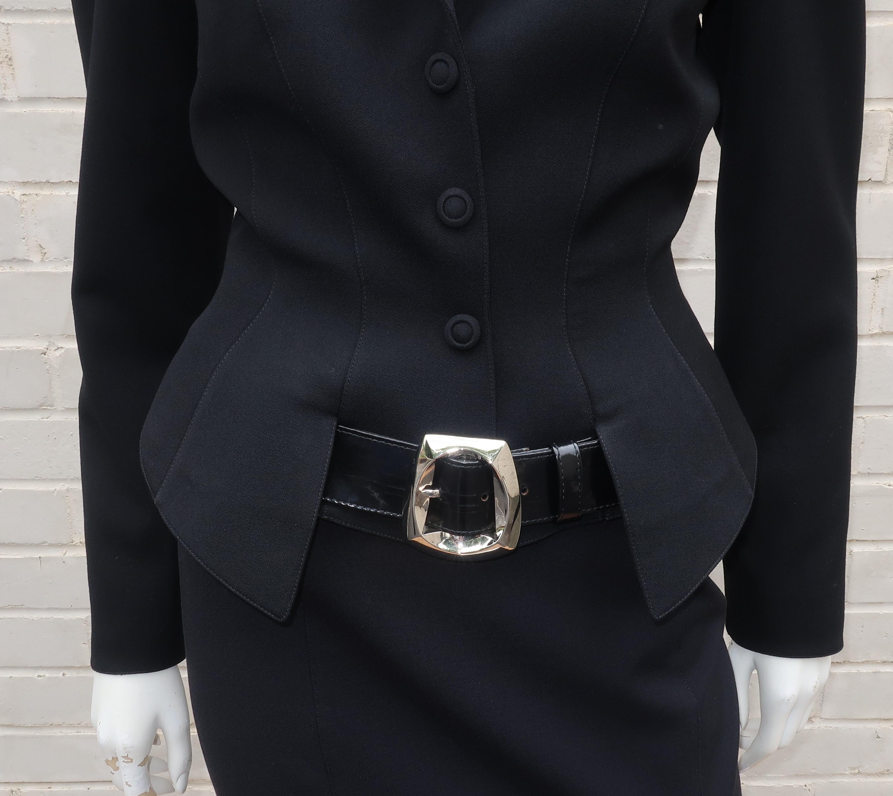 Thierry Mugler Black Suit With Belt, 1990's In Good Condition In Atlanta, GA