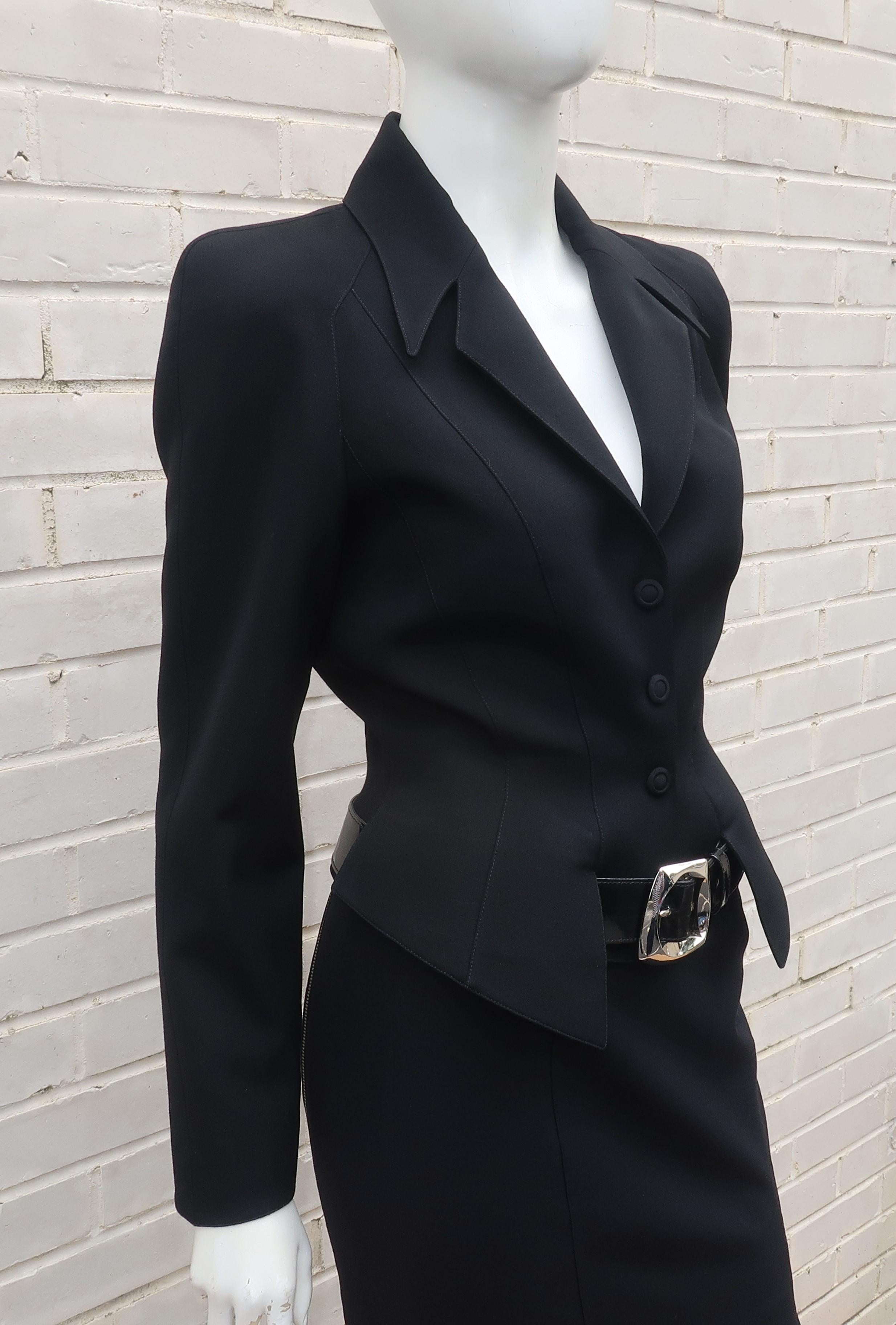 Thierry Mugler Black Suit With Belt, 1990's 1