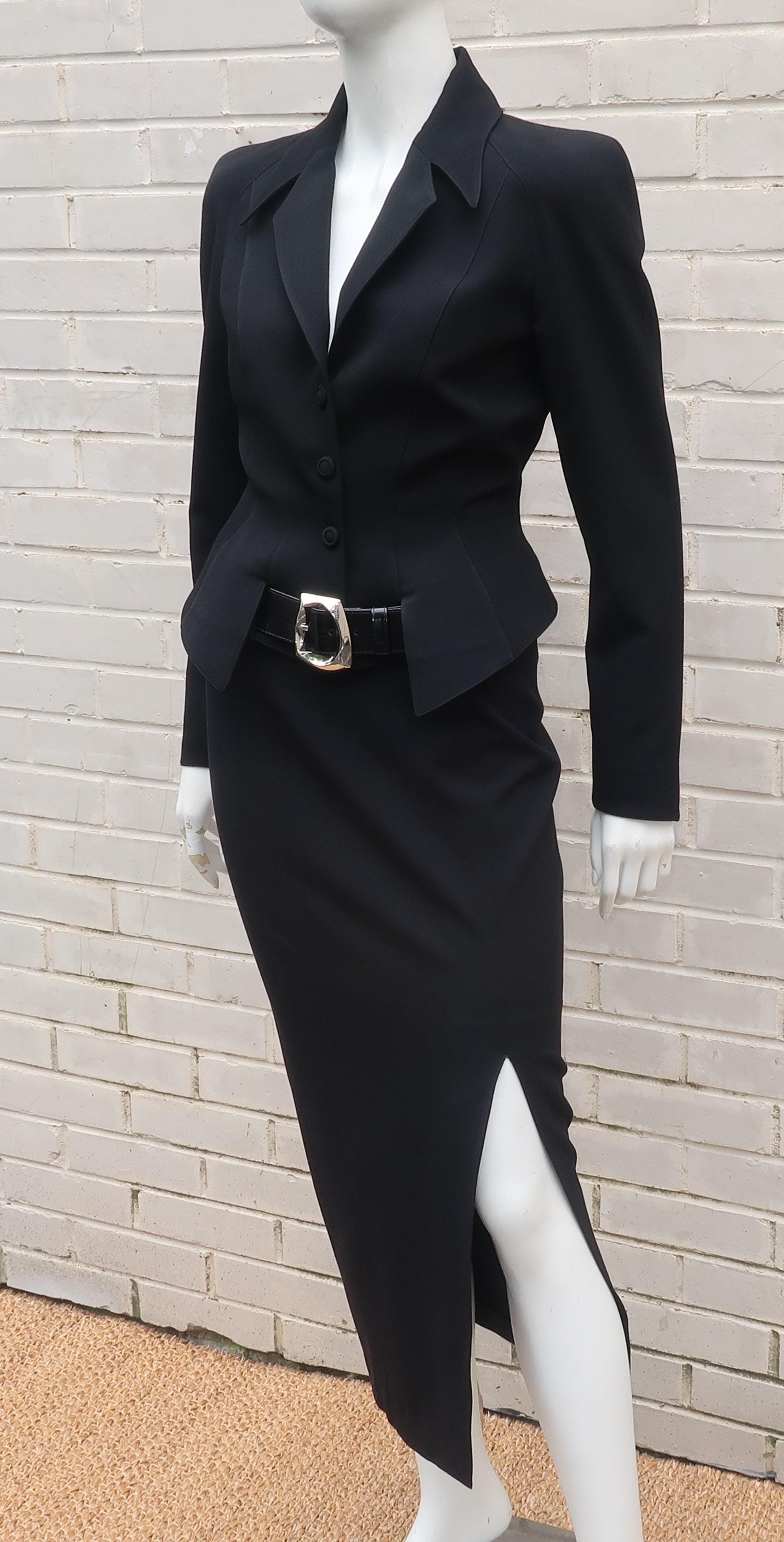 Thierry Mugler Black Suit With Belt, 1990's 2