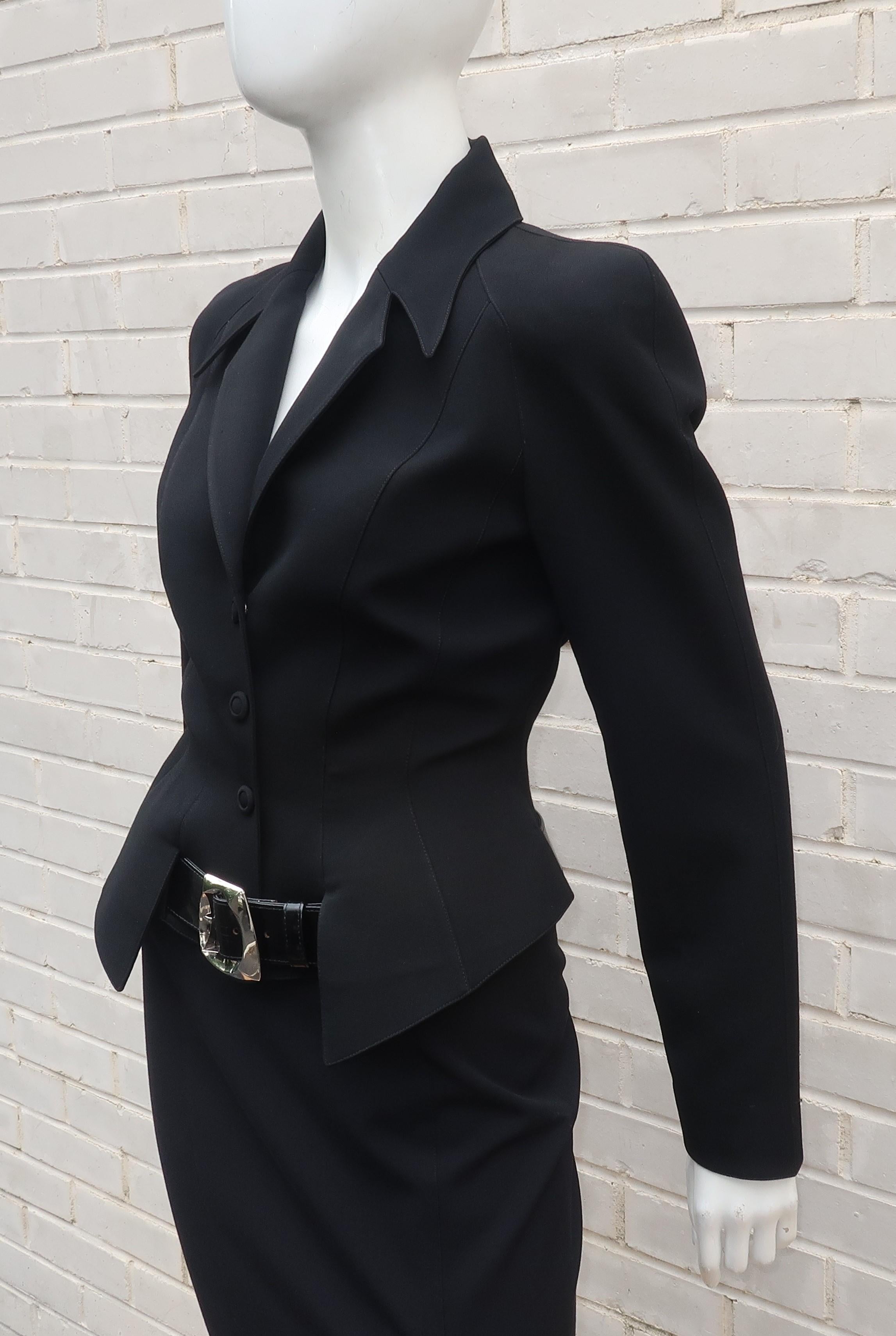 Thierry Mugler Black Suit With Belt, 1990's 3