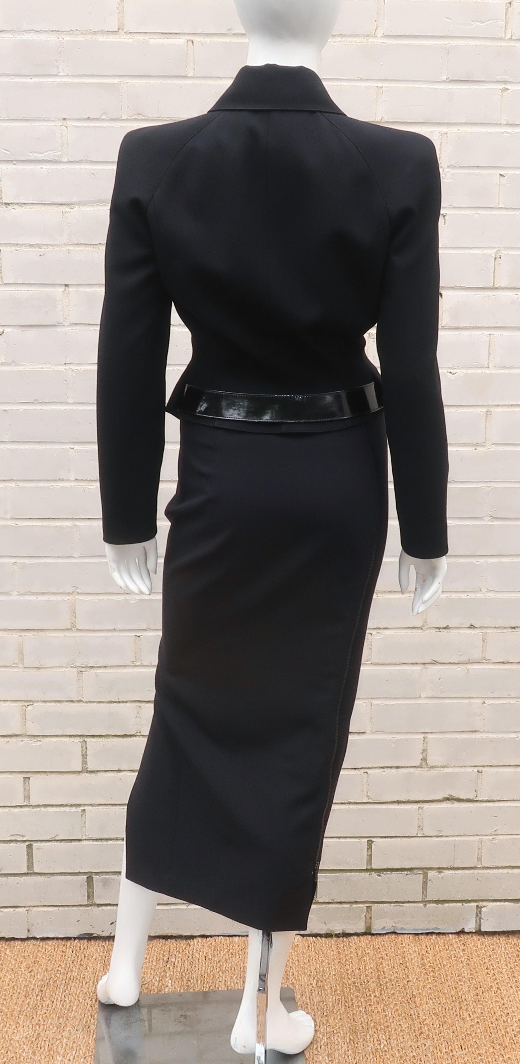 Thierry Mugler Black Suit With Belt, 1990's 5