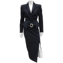 Thierry Mugler Black Suit With Belt, 1990's