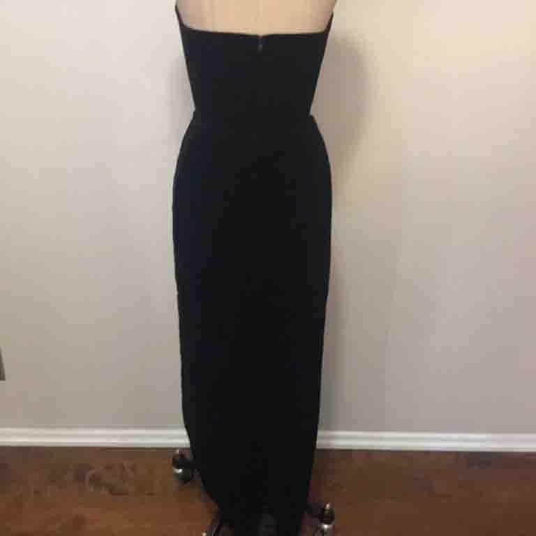 Thierry Mugler Black Velvet Strapless Gown  For Sale 1