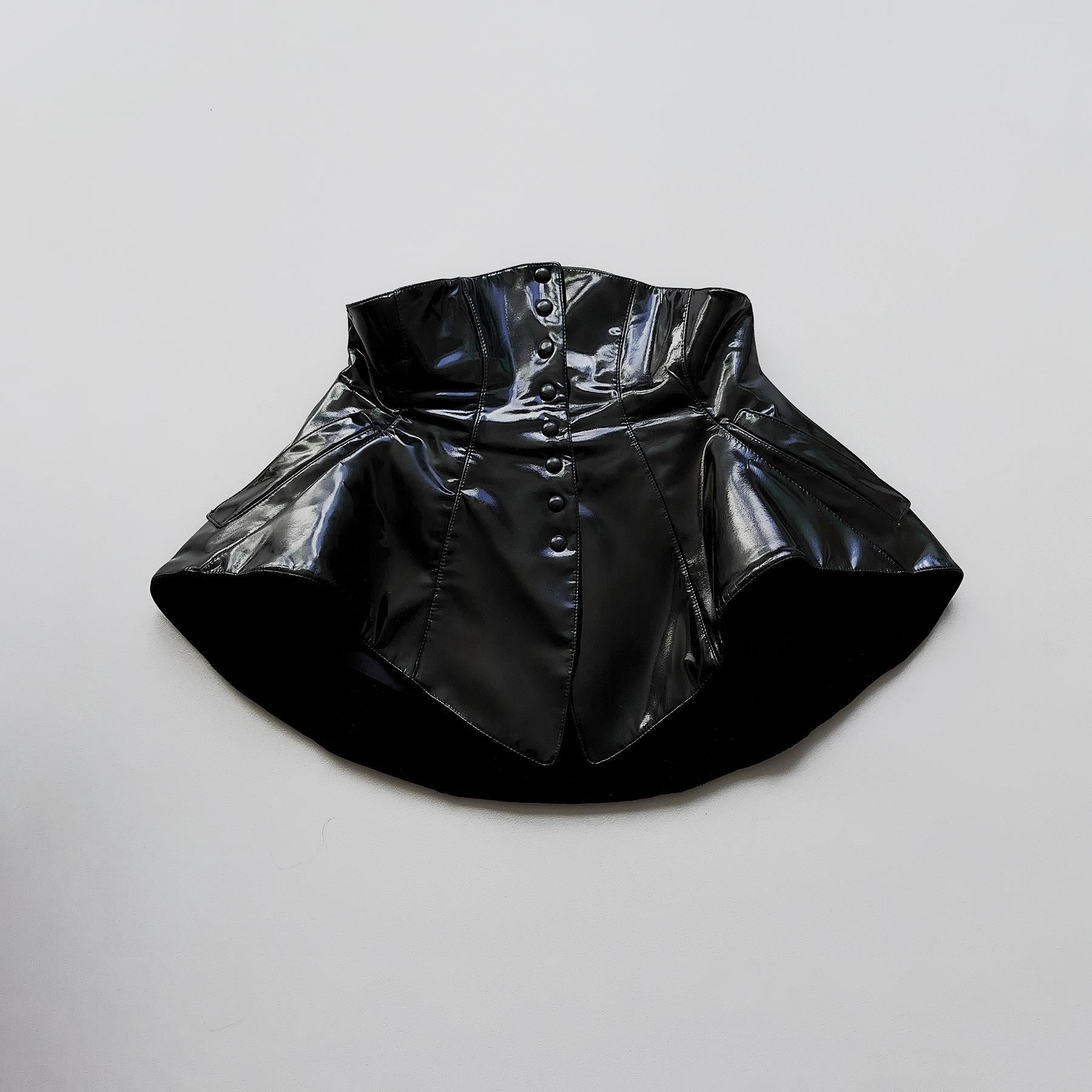 Thierry Mugler Black Vinyl Corset FW 1995 Sculptural Dramatic 1
