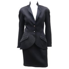 Thierry Mugler Black Waffle Skirt Suit, 1990's