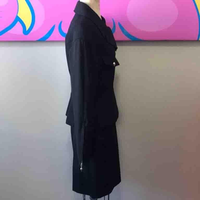 Thierry Mugler Black Wool Skirt Suit  In Good Condition For Sale In Los Angeles, CA