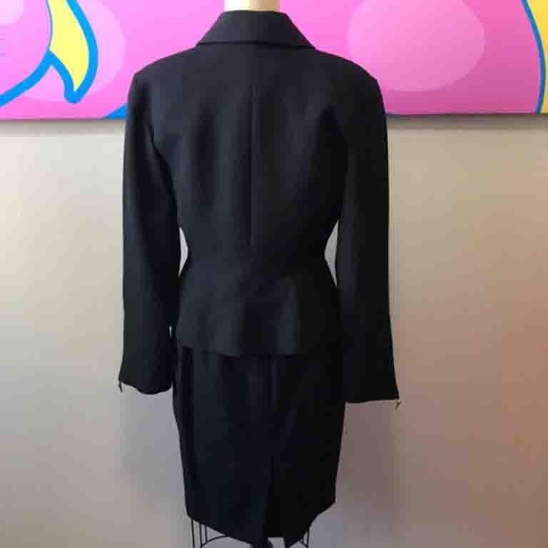 Women's Thierry Mugler Black Wool Skirt Suit  For Sale