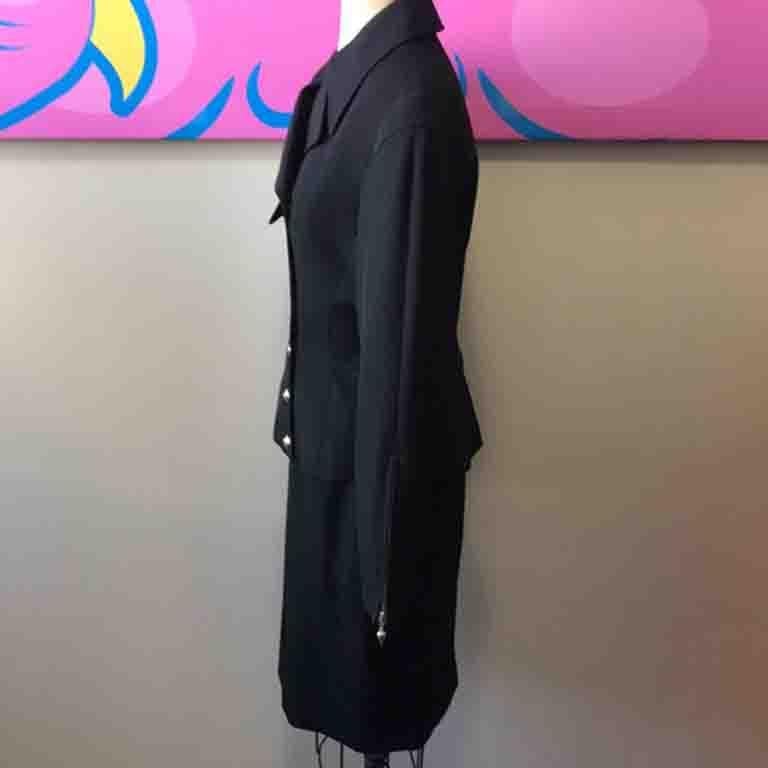 Thierry Mugler Black Wool Skirt Suit  For Sale 1