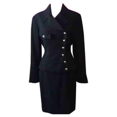 Thierry Mugler Black Wool Skirt Suit