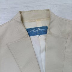 Thierry Mugler vintage beige and blue 1990s silk blazer