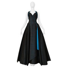 Thierry Mugler Blue Halter Evening Gown 1990S