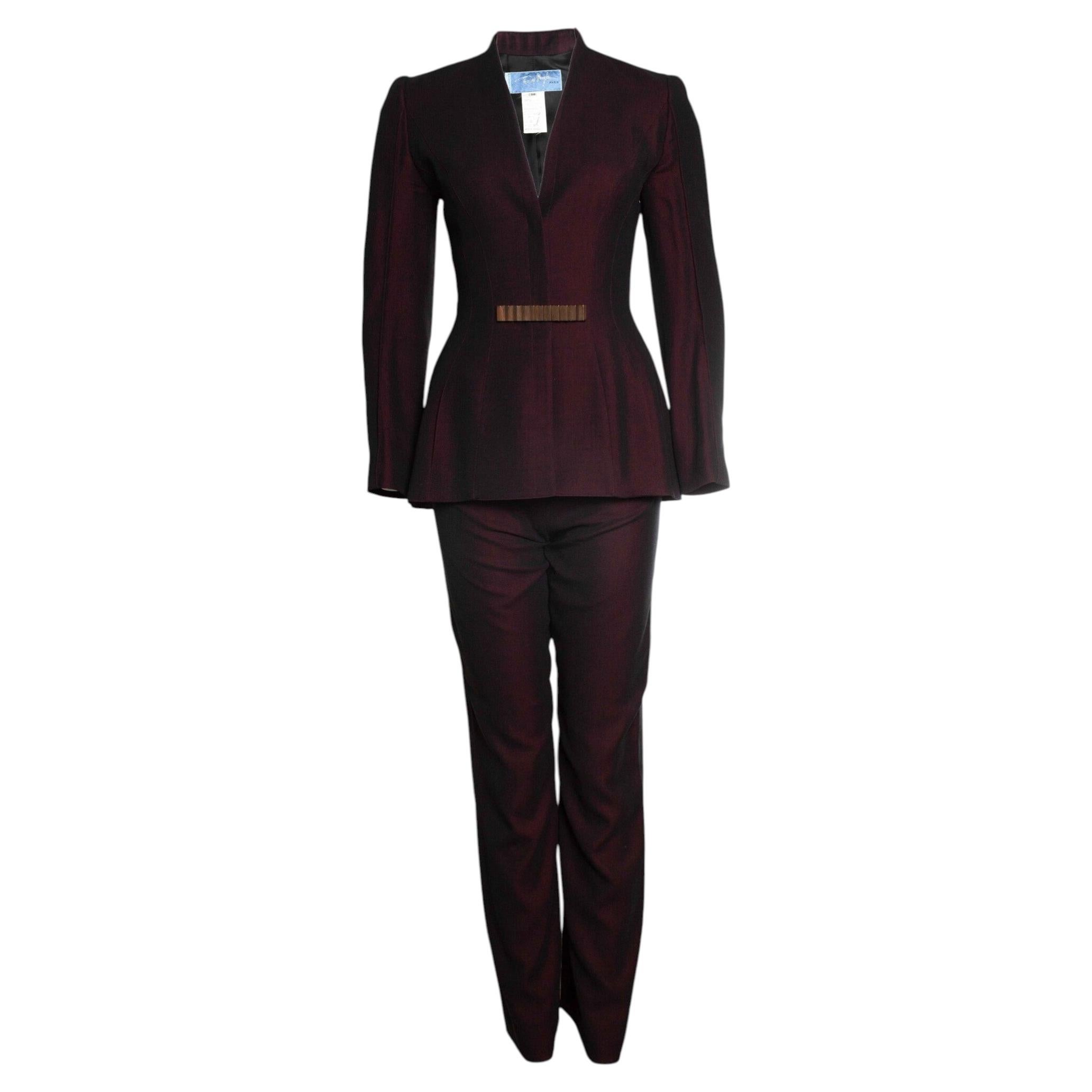 Thierry Mugler, burgundy blend suit For Sale