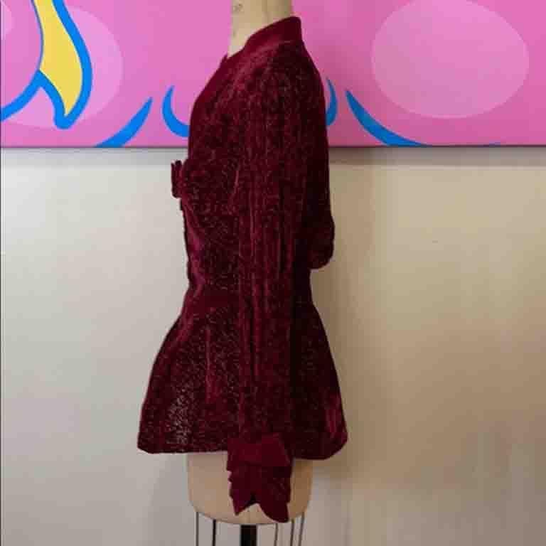 Thierry Mugler Burgundy Velvet Evening Skirt Suit 4