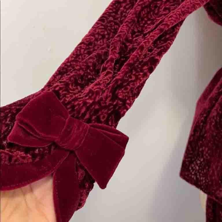 Thierry Mugler Burgundy Velvet Evening Skirt Suit In Excellent Condition In Los Angeles, CA