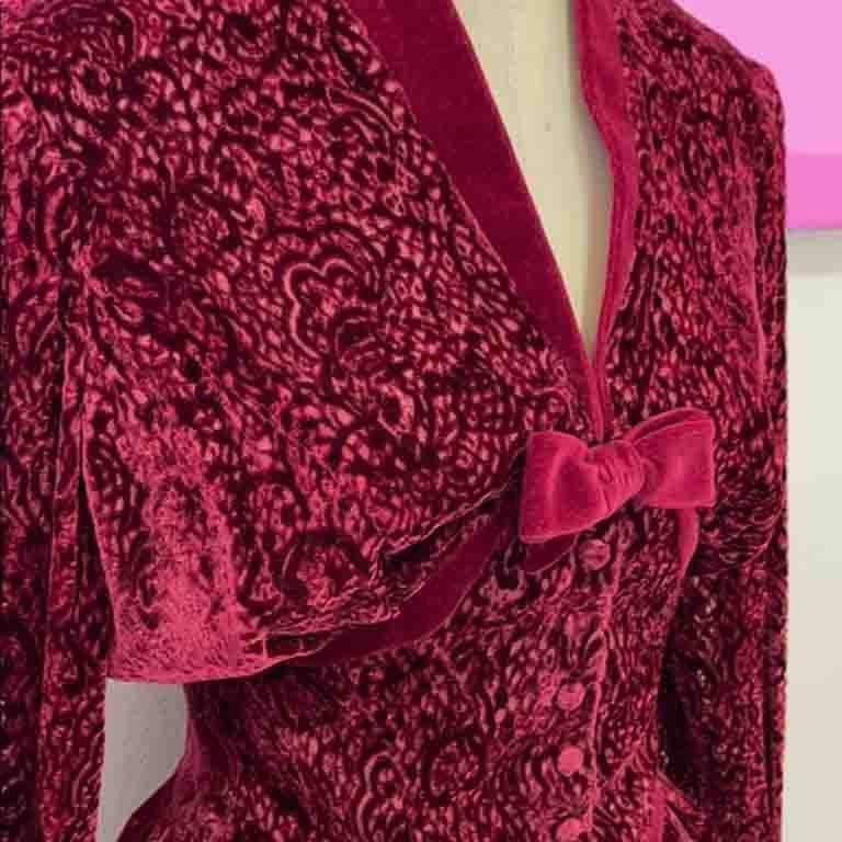 Women's Thierry Mugler Burgundy Velvet Evening Skirt Suit